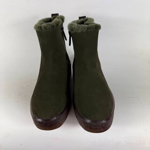 Cougar Broom Winter Ankle Boot Women's 7 Olive Green Suede Pull On Side Zip - Picture 4 of 11